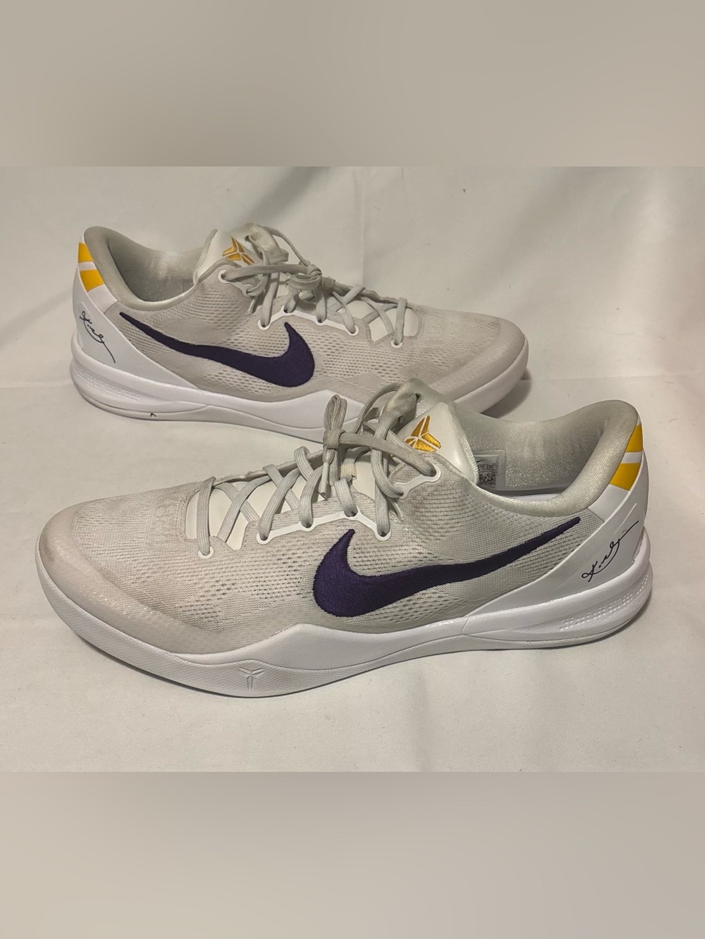 Nike Kobe 8 Protro Lakers Home White Court Purple HF9550-100 Men's Size 15